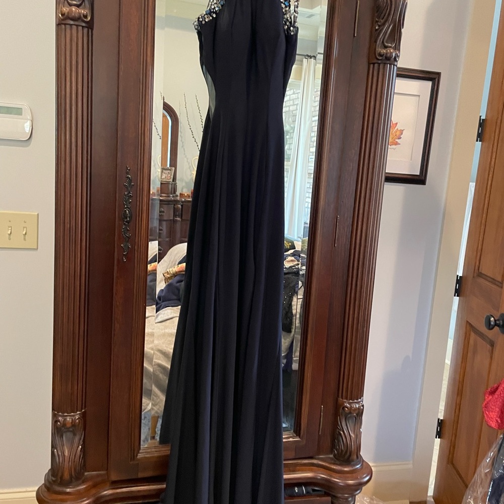 Floor length formal dress with open bag